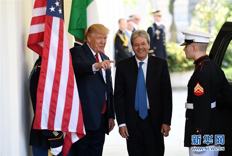 （国际）（1）美国总统特朗普会见意大利总理真蒂洛尼
