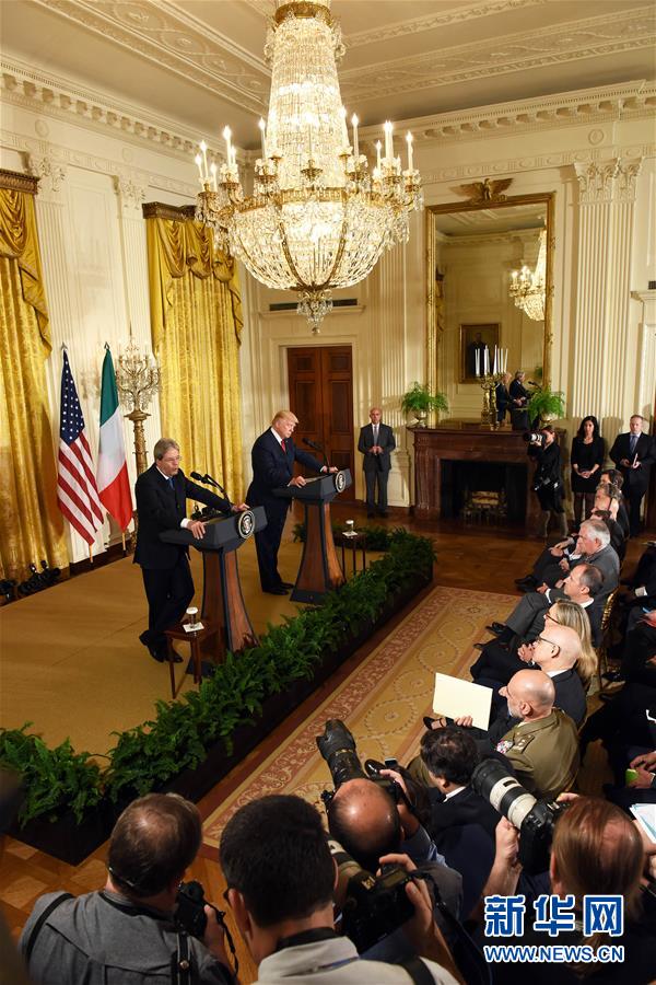 （国际）（2）美国总统特朗普会见意大利总理真蒂洛尼
