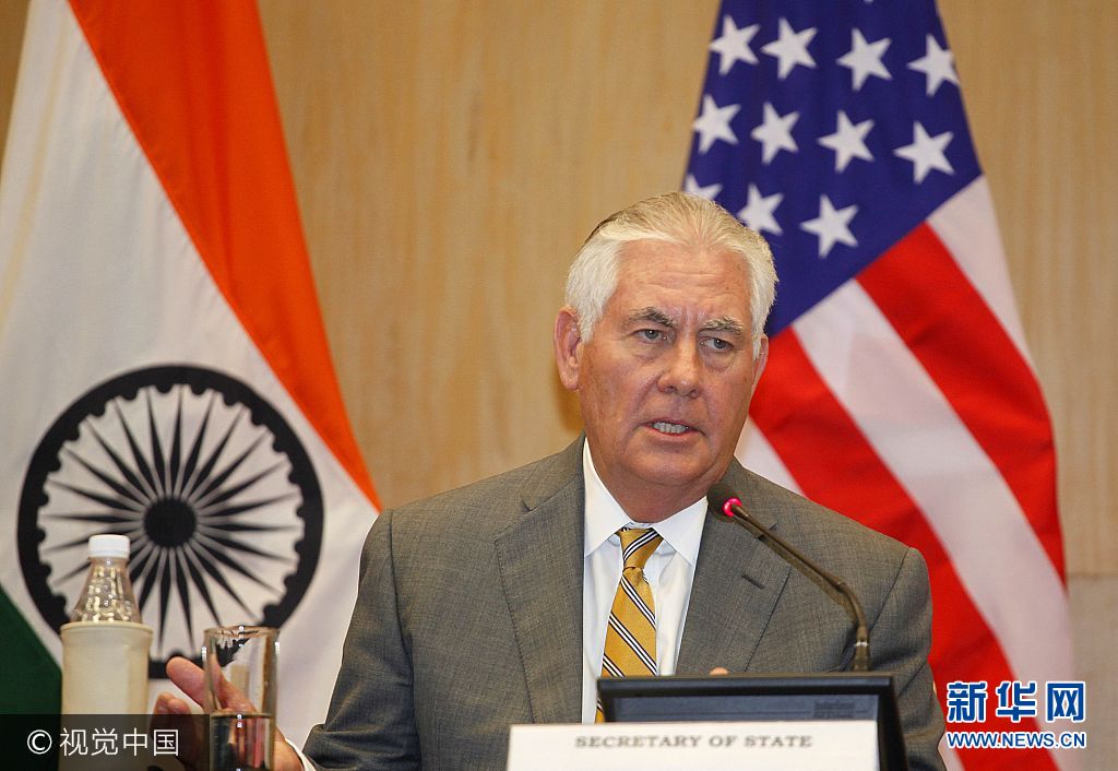 美国国务卿蒂勒森出访印度 造访甘地遇刺地