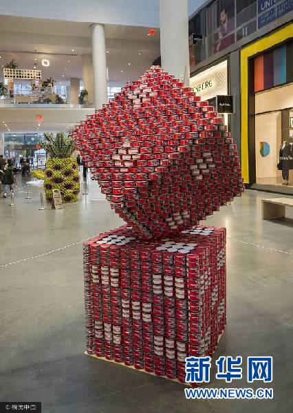 美国纽约举行罐头雕塑大赛 创意慈善拼的是脑洞！